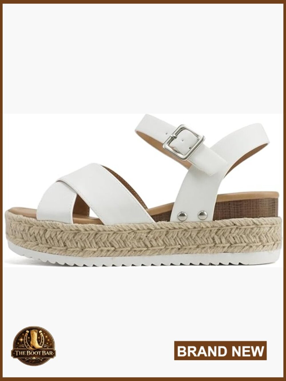 Women Round Toe Crisscross Band Platform Espadrille Wedge Sandal with